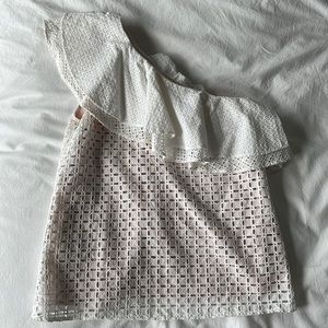 GORGEOUS JCrew lattice + eyelet sweeping one shoulder